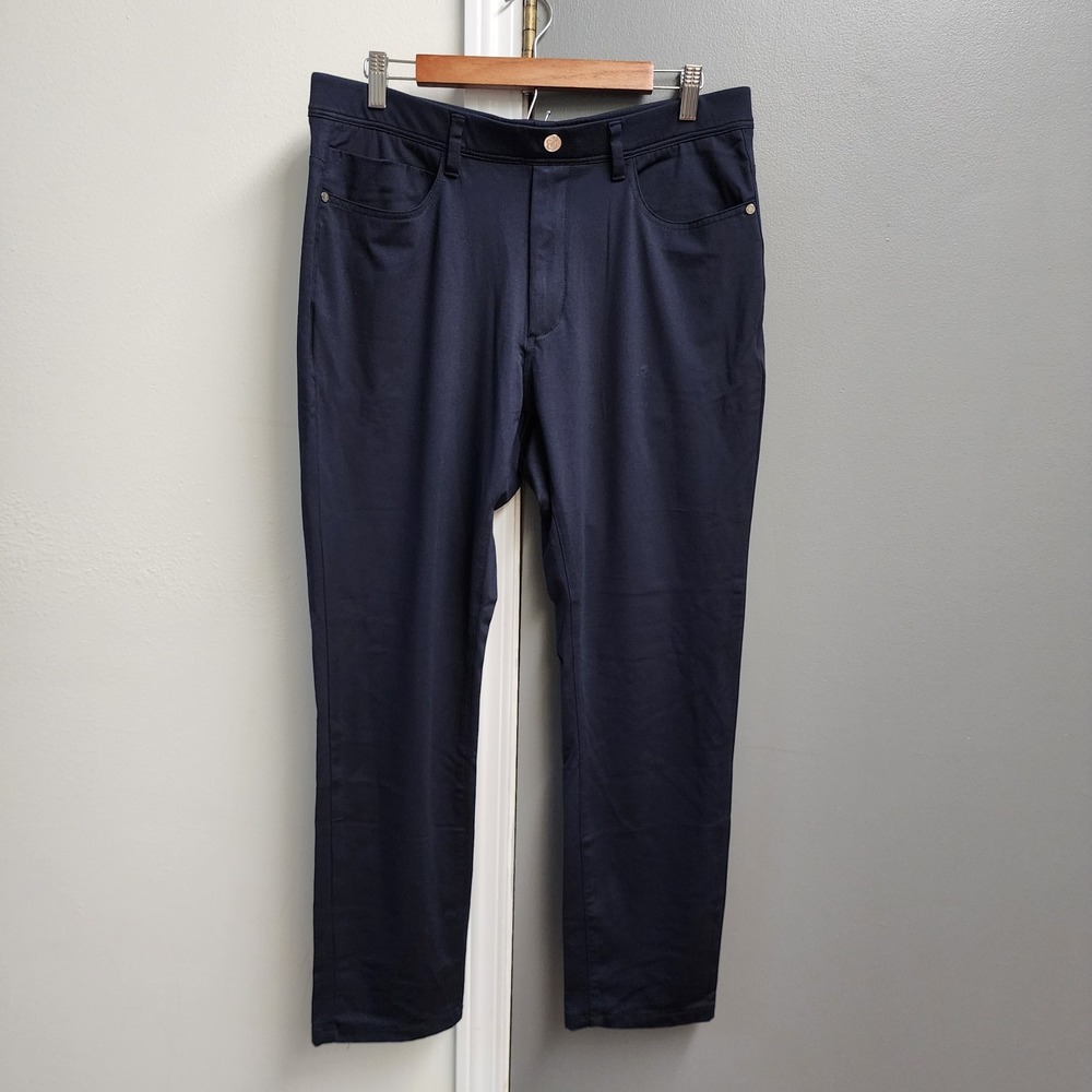 Collars & Co Chino Pants Mens 34x29 Grey 5-Pocket Cotton Stretch Trousers Blue